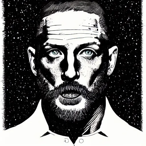 Prompt: “ tom hardy retro minimalist portrait by jean giraud, moebius starwatcher comic, 8 k ”