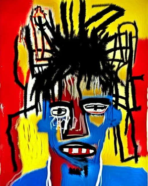 Image similar to stunning realistic portrait by jean - michel basquiat