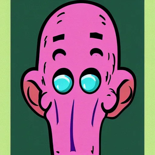 Prompt: cartoon style, strong chin, handsome squidward portrait, vivid colors