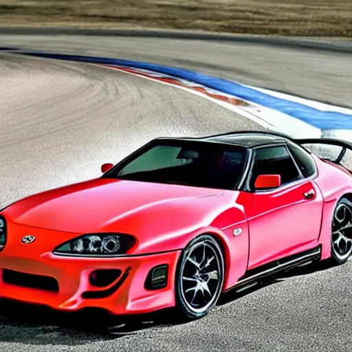 Prompt: toyota supra in the palm of a hand