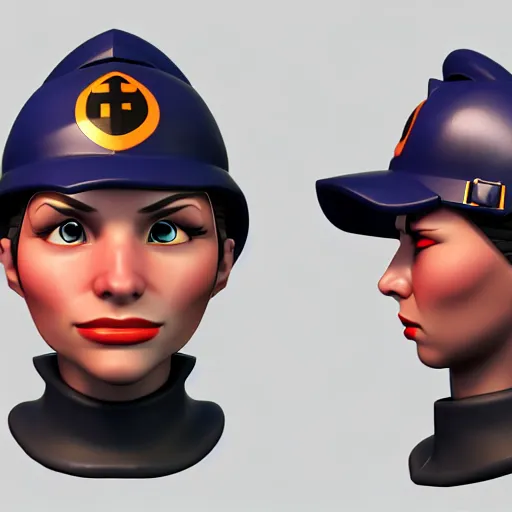 Image similar to 3 d render of engineer from team fortress 2 by valve as a woman, 4 k, 8 k, hd, high resolution, highly detailed, intricate detail, ultra realistic faces, digital art, trending on artstation, team fortress 2