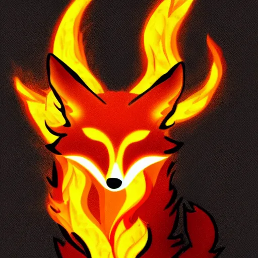 Image similar to fire fox with flames on a black background