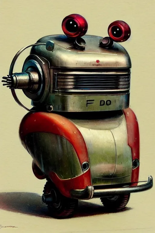 Image similar to ( ( ( ( ( 1 9 5 0 s retro future android robot fat robot dog wagon. muted colors., ) ) ) ) ) by jean - baptiste monge,!!!!!!!!!!!!!!!!!!!!!!!!! chrome red