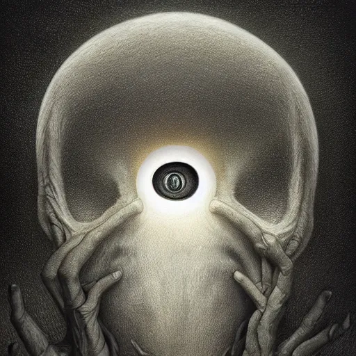 Prompt: peer into the depths of the endless cosmic void, shine a light on your darkest terror. by anton semenov, hyperrealistic photorealism acrylic on canvas