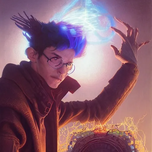 cyber-warlock casting spells, hyperrealism, no blur, | Stable Diffusion ...