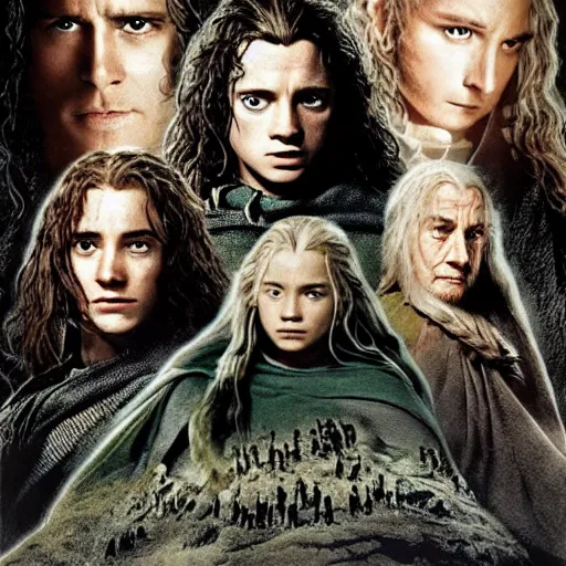 Prompt: lord of the rings movie poster featuring the minions h- 512 w- 512