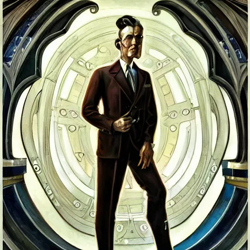 Prompt: a streamline moderne, art nouveau, ( ( dieselpunk ) ) painting in the style of charlie bowater, and in the style of donato giancola, and in the style of charles dulac. symmetry, smooth, sharp focus, semirealism, intricate symmetrical ultrafine background detail.