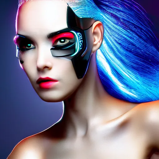 Image similar to headshot of a beautiful futuristic cyber punk woman