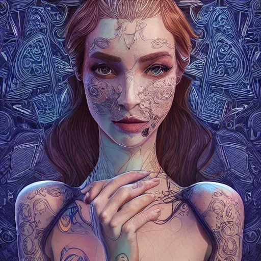 Image similar to the portrait of a ridiculously beautiful and elegant woman with a humongous nose, an ultrafine detailed illustration by james jean, final fantasy, intricate linework, bright colors, behance contest winner, vanitas, angular, altermodern, unreal engine 5 highly rendered, global illumination, radiant light, detailed and intricate environment