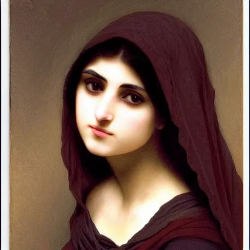 Image similar to 2 1 - year - old persian goth girl, drawn by william - adolphe bouguereau