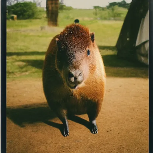 Image similar to Fancy capybara getting ready for a dinner at the festival, polaroid