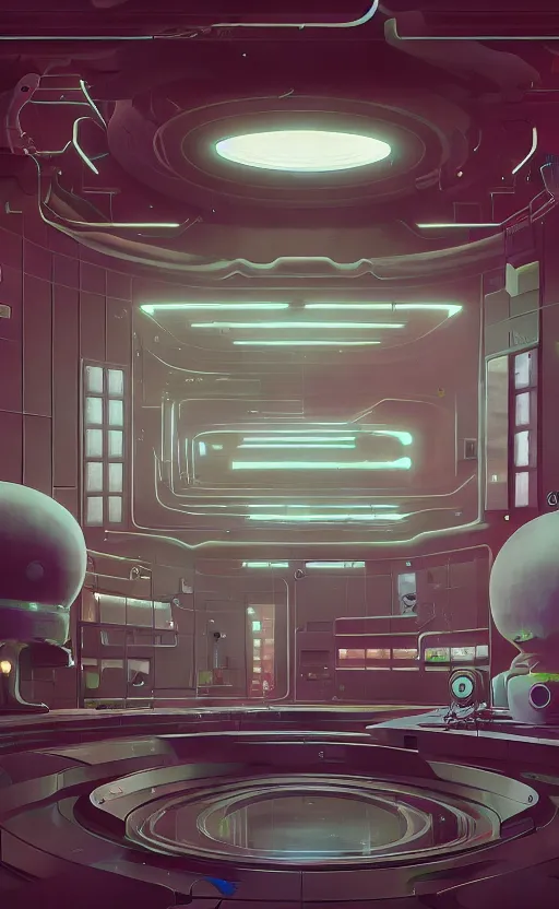 Image similar to Interior shot of a futuristic laboratory by Petros Afshar and Beeple, James Gilleard, Mark Ryden, Wolfgang Lettl highly detailed