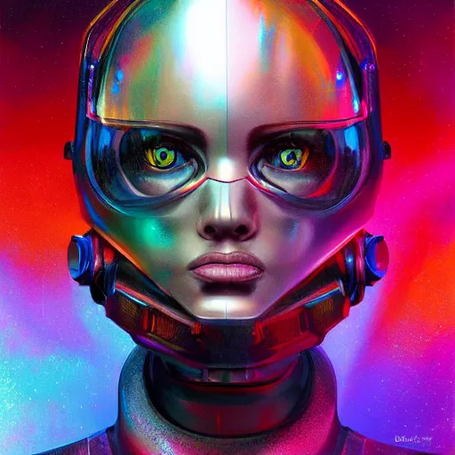 Image similar to hyper realistic portrait, scifi machine robot head saturated colors, cinematic, artstation