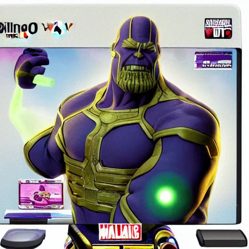 Prompt: thanos playing nintendo wii
