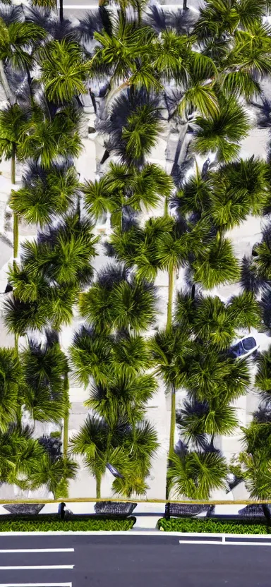 Image similar to aerial photo of sidewalk at palm trees, side shot, by shunji dodo, 8 k resolution, photo, high quality