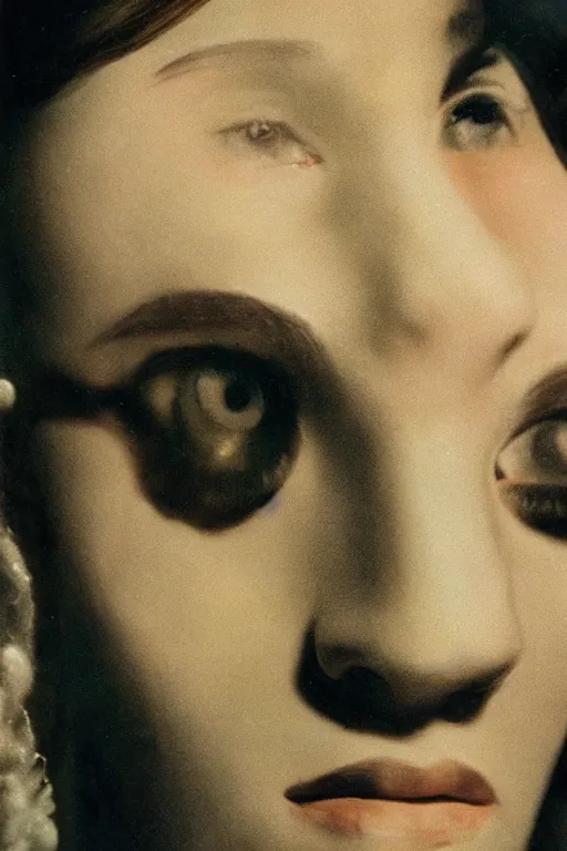 Image similar to hyperrealism fashion portrait close-up by Roversi photo from The Holy Mountain by Alejandro Jodorowsky in style of Francisco Goya