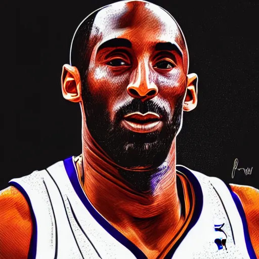 Prompt: A digital portrait of kobe bryant in the style of Joel Santana