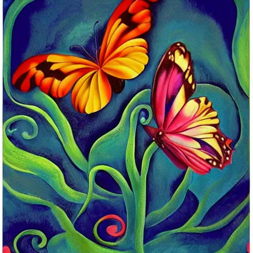 Prompt: my soul is painted like the wings of butterflies fairy tales of yesterday will grow but never die, inspired by georgia o'keeffe