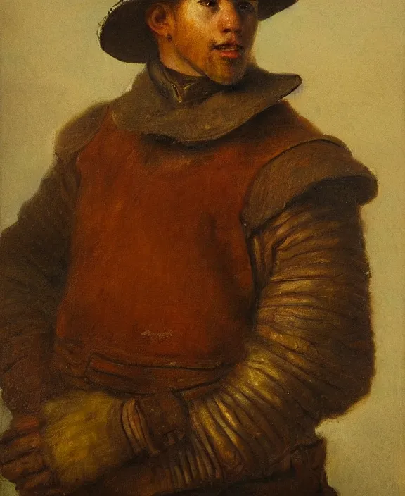 Prompt: portrait of a handsome young dutch farmer, art by denys tsiperko and bogdan rezunenko and rembrandt van rijn, hyperrealism