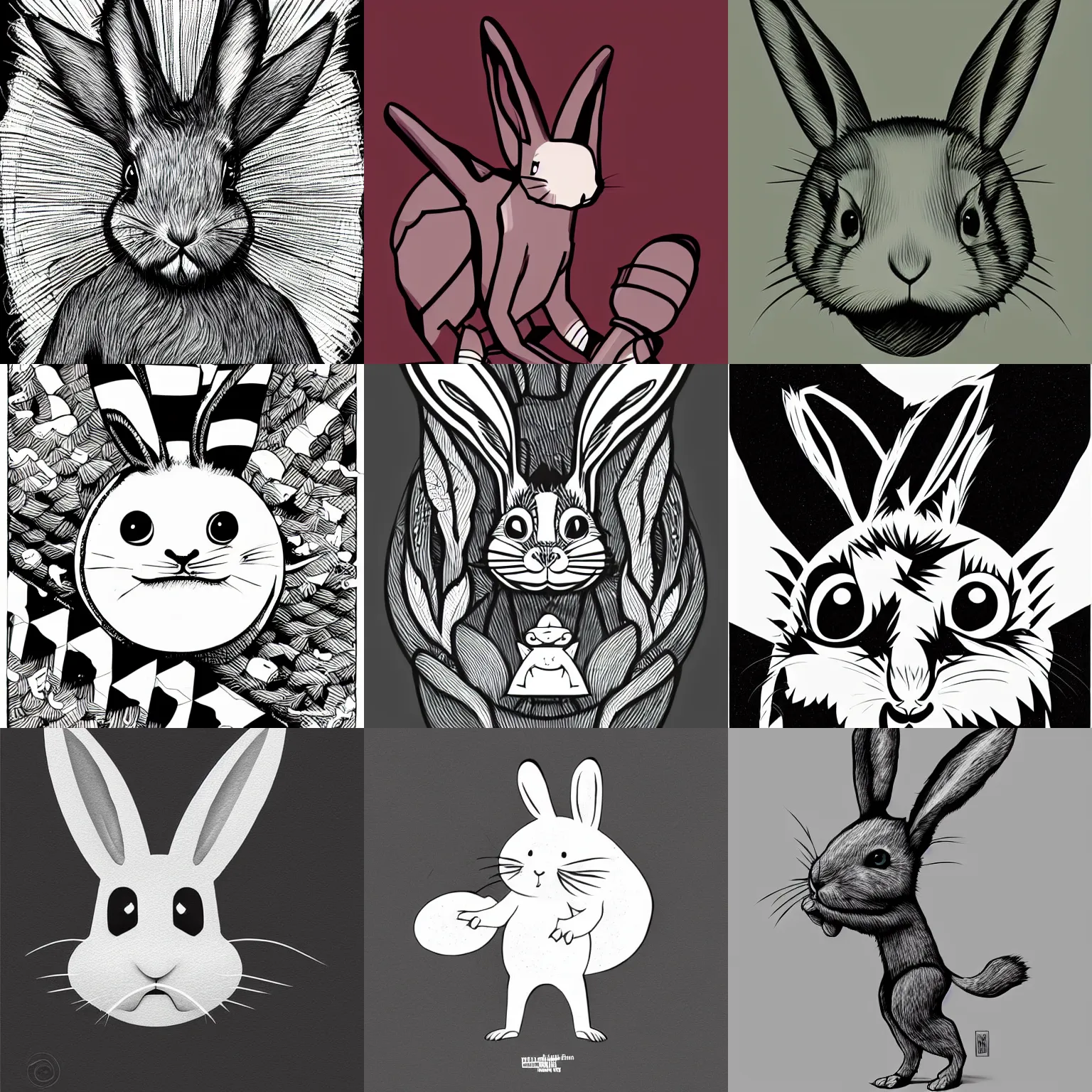Prompt: crazy rabbit illustration, negative space, mcbess, behance, devianart, artstation, dribble, creary, ello, cgsociety, drawcrowd, pixiv, concept art world, our art corner, newgrounds, doodle addicts, penup