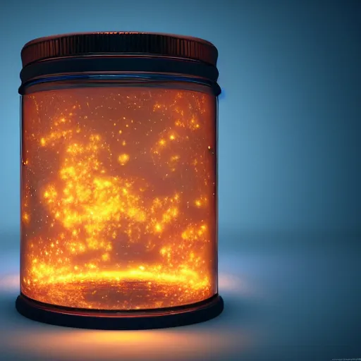 Prompt: the detailed universe trapped in a jar, artstation, octane render, unreal engine, hd, 8 k, rembrandt lighting