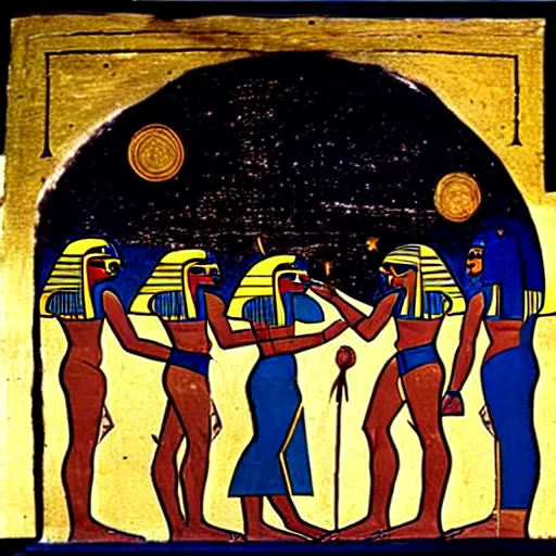 Prompt: creation of the universe, egyptian painting