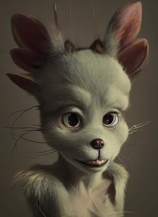 Image similar to a beautiful portrait of a cute anthropomorphic humanoid fursona. big eyes. character design by cory loftis, fenghua zhong, ryohei hase, ismail inceoglu and ruan jia. volumetric light, detailed, rendered in octane