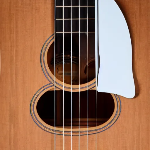 Prompt: macro photography from the inside of an acoustic guitar, studio lighting, 8k, professional photography