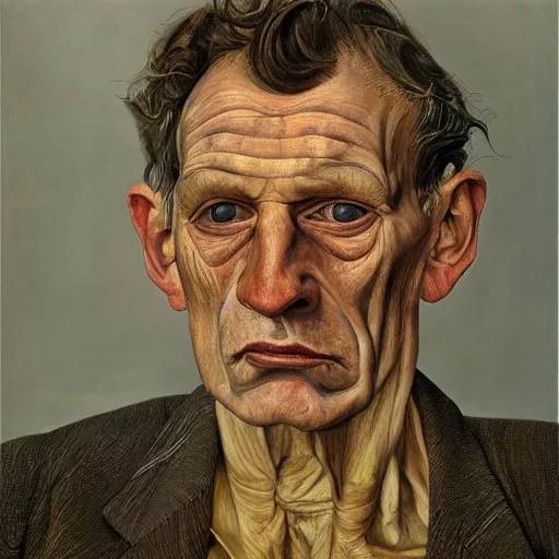 Image similar to high quality high detail painting by lucian freud, hd, portrait of possessed soul