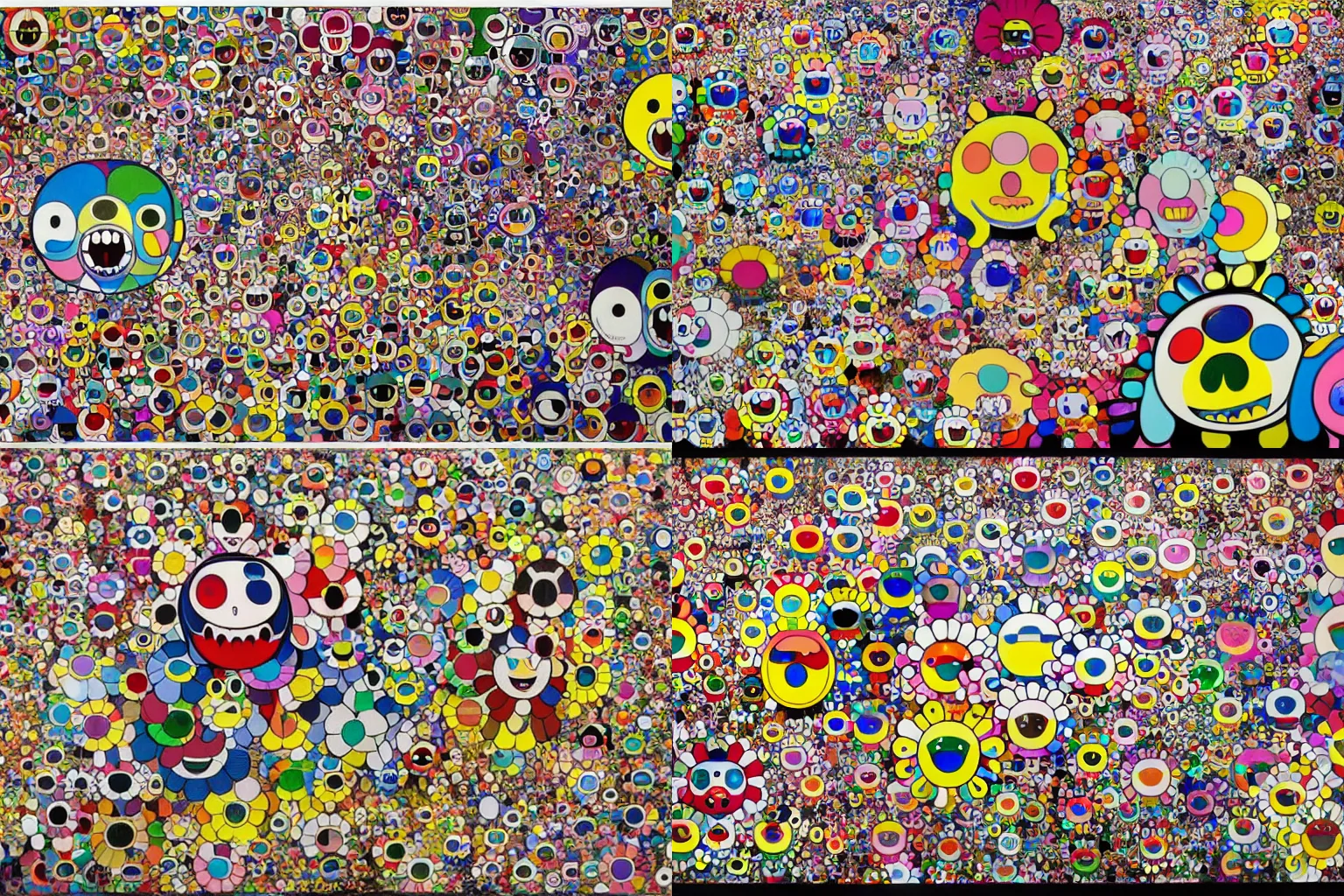 Prompt: a painting of a monster with many different colors, a pop art painting by Takashi Murakami, featured on pixiv, pop surrealism, official art, 2d game art, maximalist