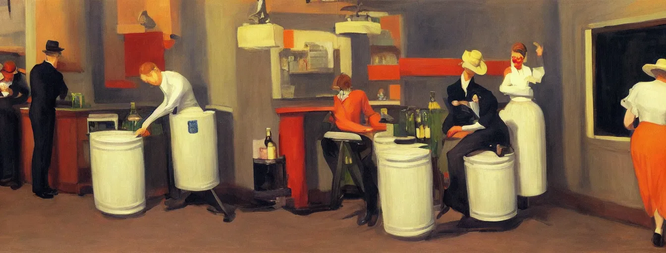 Prompt: a keg party in the style Edward hopper