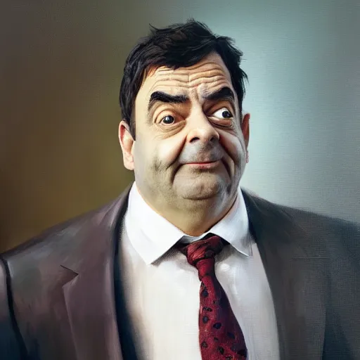 Image similar to portrait of big chungus as mr. bean painted by greg rutkowski, wlop