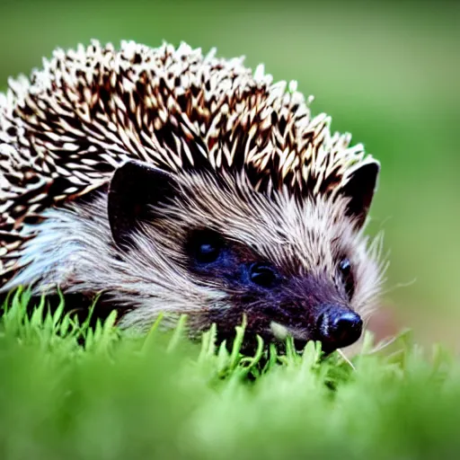 Prompt: hedgehog smelling flowers