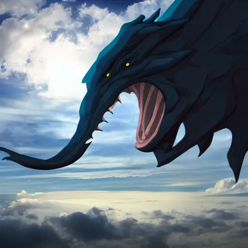 Prompt: A giant monster descending from the sky,