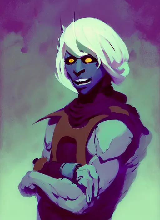 Prompt: ( ( ( ( ( portrait of male drow from dungeons and dragons. ) ) ) ) ) by atey ghailan, by greg rutkowski, by greg tocchini, by james gilleard, by joe fenton, by kaethe butcher, dynamic lighting, gradient light blue, brown, blonde cream and white color scheme, grunge aesthetic