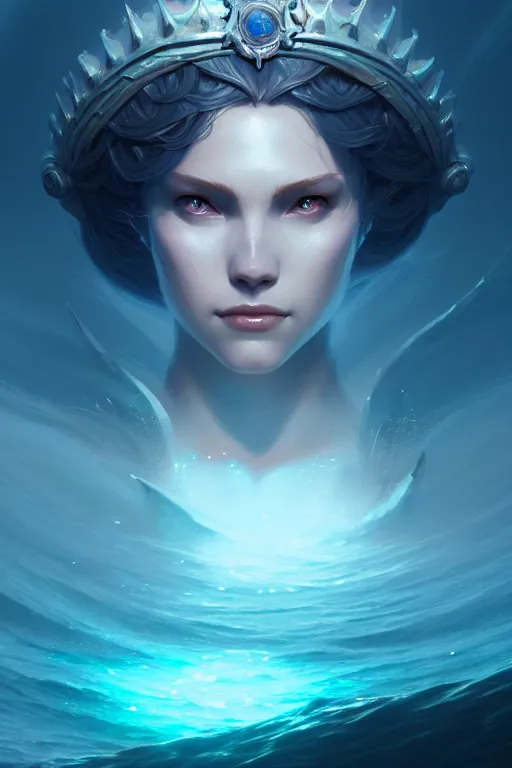 Prompt: queen of the sea, mysterious, serene, highly detailed, digital painting, artstation, concept art, smooth, clear focus, illustration, unreal engine 5, 8 k, works by ross tran, greg rutkowski and edgar maxence