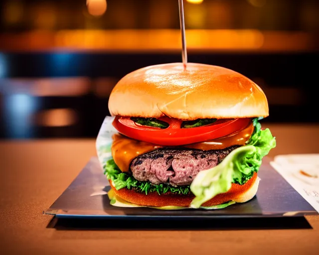 Prompt: 8 5 mm food photography of a rare brain burger at a restaurant. highly detailed 8 k. intricate. lifelike. soft diffused light. nikon d 8 5 0.