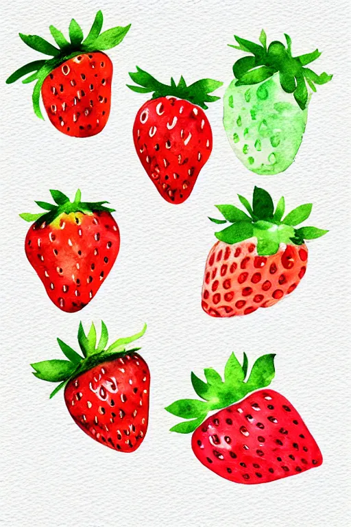 Image similar to minimalist watercolor art of strawberries, illustration, vector art