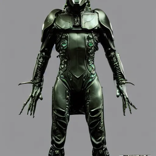 Prompt: Prometheus Engineer from the movie Prometheus (2012), highly detailed, symmetrical long head, raiden metal gear, cinematic smooth stone, deep aesthetic, concept art, post process, 4k, carved green metal texture and silk cloth, latex skin, highly ornate intricate details, in the style of frank miller