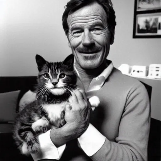 Image similar to Bryan Cranston holding a kitty, photo