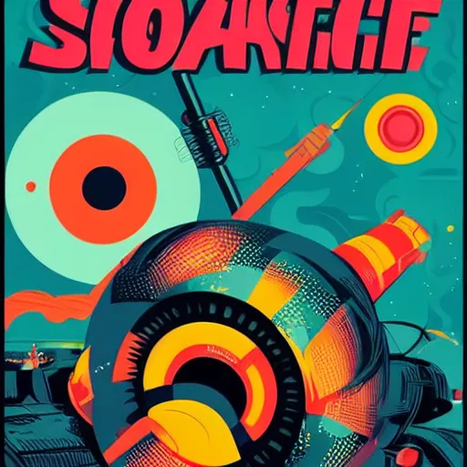 Image similar to splash of color, illustration by tom whalen and charles williams and kilian eng and james jean, 1 9 5 0 s scifi poster