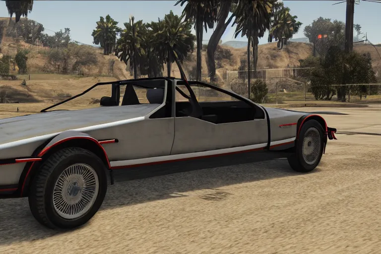 Prompt: 1 9 2 2 delorean by grand theft auto v, by red dead redemption 2