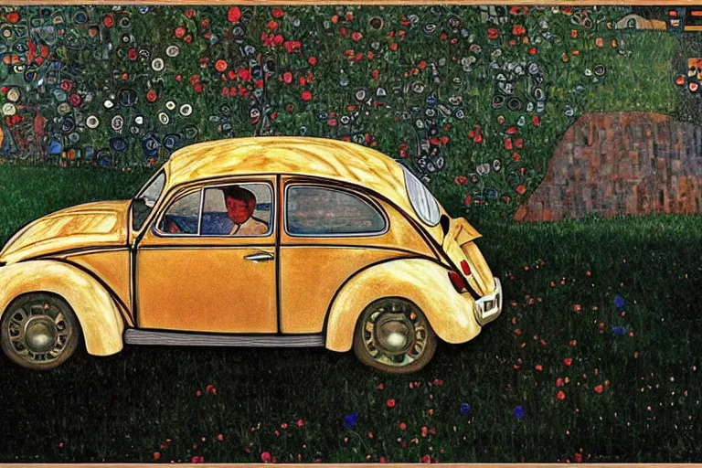 Image similar to gustav klimt vw beetle