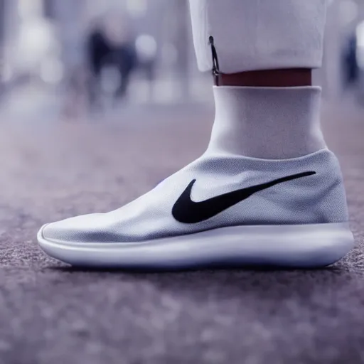 Image similar to a cinematic shot of a futuristic nike shoe