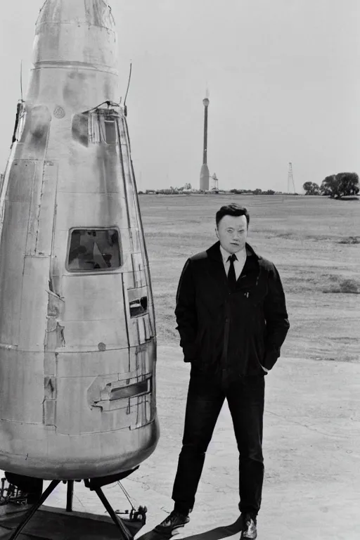 Prompt: elon musk watches the launch of vostok 1 9 6 1