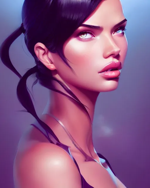 Image similar to portrait of a beautiful adriana lima, art by lois van baarle and ross tran and sam yang and ilya kuvshinov and guweiz, digital art, high detail, sharp focus, unreal engine 5, trending on artstation, deviantart, pinterest, victorias secret, 4 k uhd image