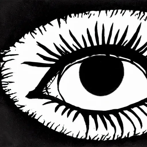 Image similar to an eye, black and white, in the style of the band tool