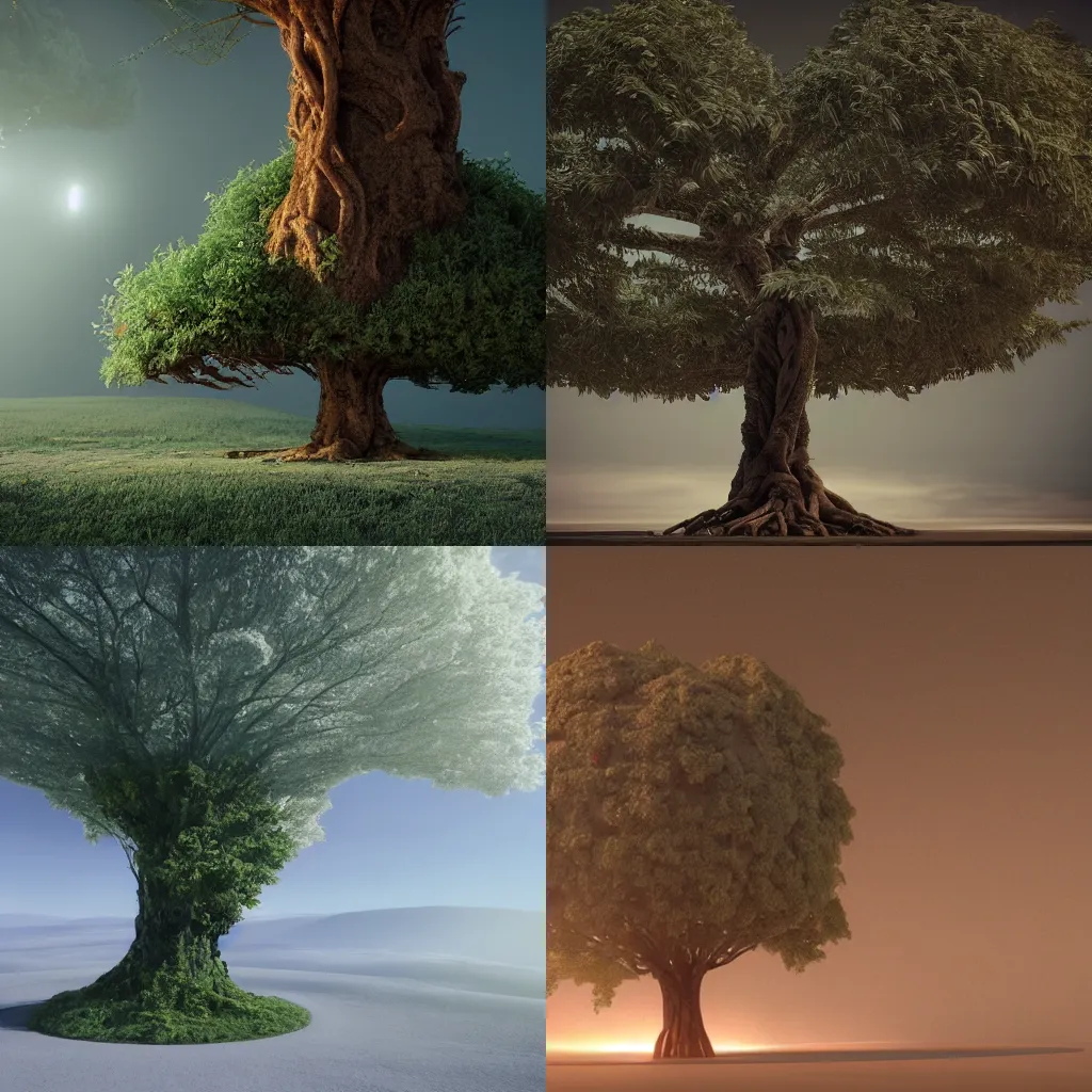 Prompt: futuristic tree of the last tree on earth, octane render, professional lighting, unreal engine 5