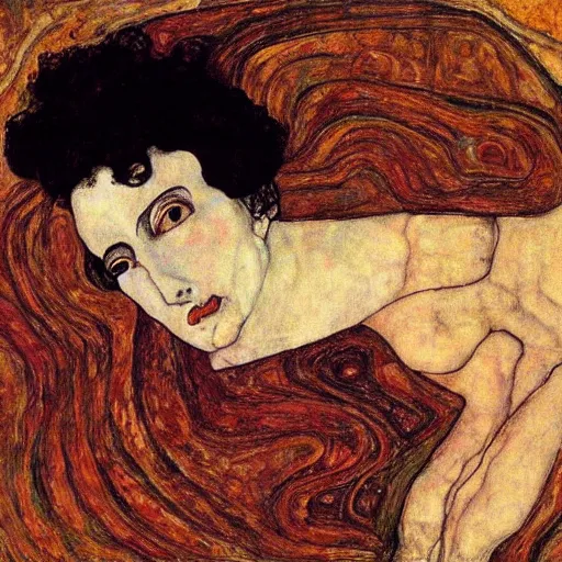 Image similar to goddess of transcendential consciousness, egon schiele, gustav klimt