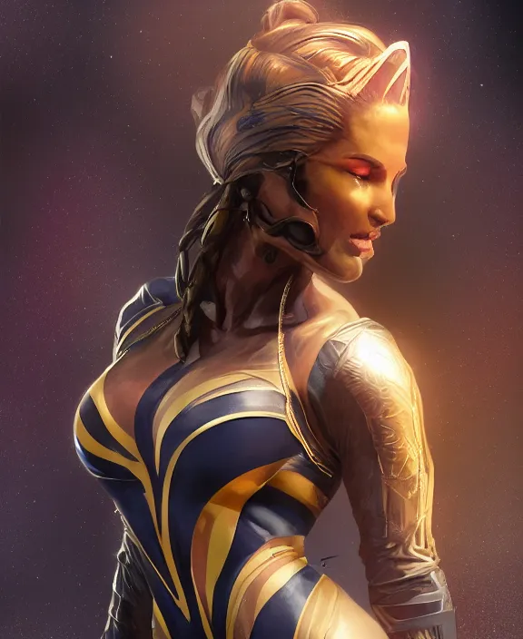 Image similar to woman in tight spandex costume, fantasy, 8 k resolution, beautiful, attractive, symmetrical portrait, detailed scenery, trending on artstation, medium shot, bust, tight fit, artgerm, elias chatzoudis